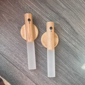 Amazon Wooden Wall Sconces with Frosted Glass set of 2